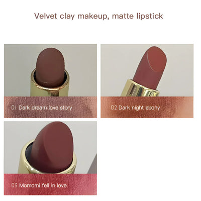 Available in 3 shades Matte Lipstick Matte Velvet Waterproof Non-fading lip gloss that enhances color and brightens lips Suitabl