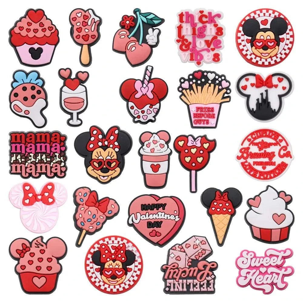 10-40pcs Disney Mickey Minnie Cartoon PVC Shoe Charms Fit Wristbands DIY Sandal Hole Kids Shoes Buckle Ornaments Party Gift