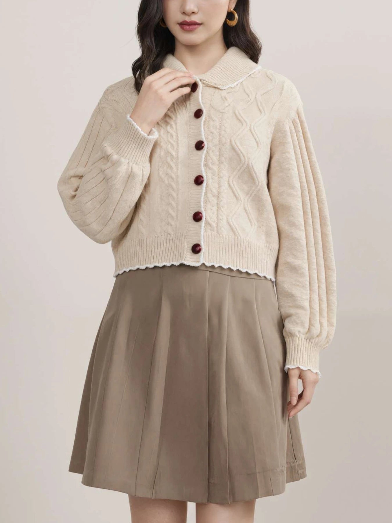 Autumn and Winter New Knitted Jacket for Women, Casual Simple Chic Versatile Sweater for Women, Jacquard Lapel Knit Cardigan, Women's Clothing for Outings and Dates