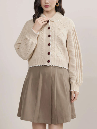 Autumn and Winter New Knitted Jacket for Women, Casual Simple Chic Versatile Sweater for Women, Jacquard Lapel Knit Cardigan, Women's Clothing for Outings and Dates