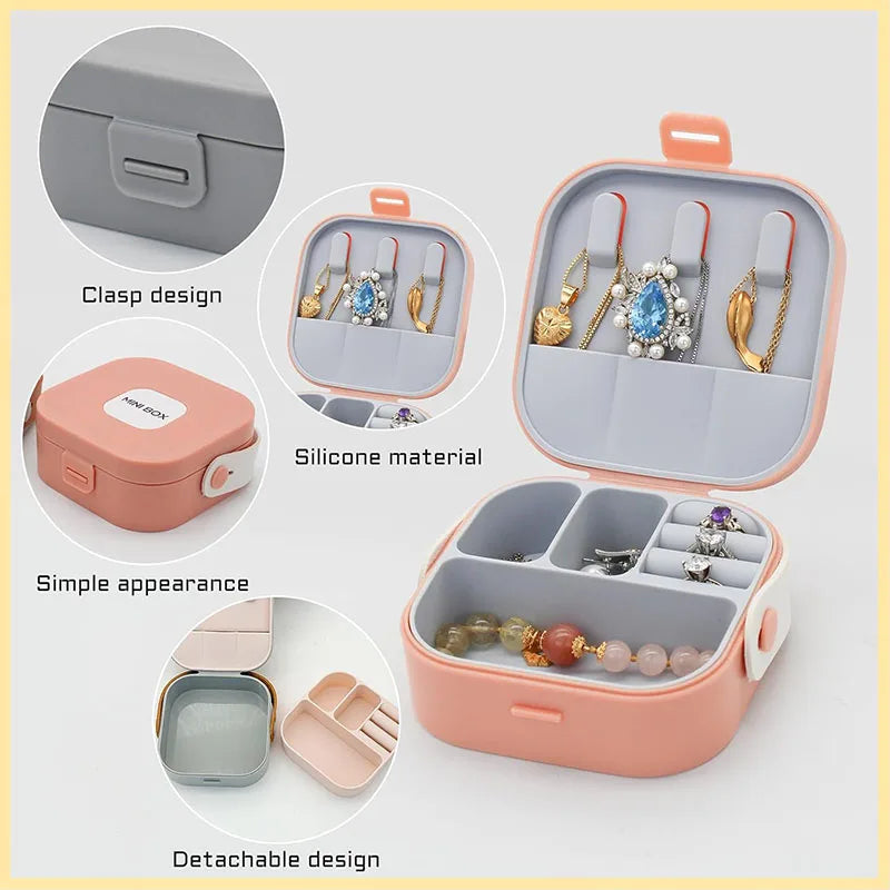 Mini Jewelry Travel Case Portable Traveling Jewelry Storage Organizer Box Women Rings Earrings Necklace Organizer Boxes JT
