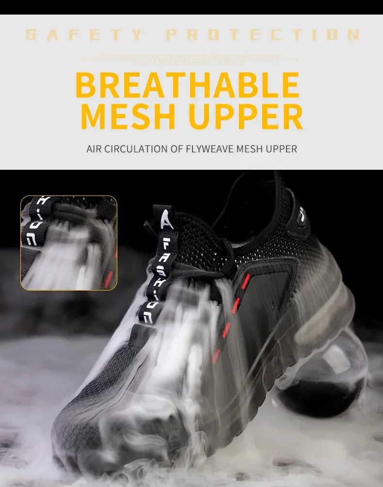 Lightweight Men's Safety Shoes Steel Toe Men's Work Shoes Slip Resistant Reinforced Shoes Man Fashion Breathable Sneaker