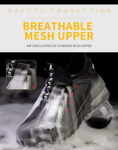 Lightweight Men's Safety Shoes Steel Toe Men's Work Shoes Slip Resistant Reinforced Shoes Man Fashion Breathable Sneaker