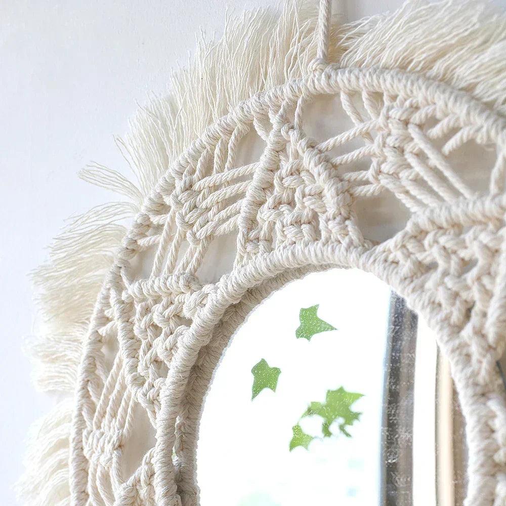 Macrame decorative wall mirror boho home decor makeup aesthetic mirrors living room bedroom christmas wedding