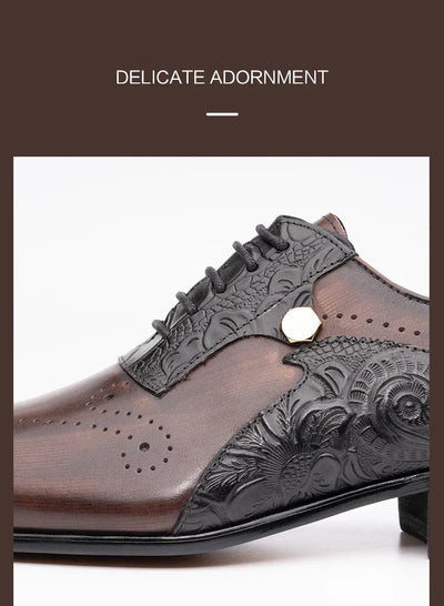 Handmade Mens Wedding Dress Brogue Shoes Genuine Leather Lace-up Latest Design Fashion Casual Shoes Man Pointed Dress Shoes