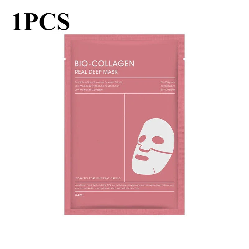 1/10PCs Bio Collagen Face Mask Shrink Pores Deep Hydrating Overnight Mask Moisturizing Refreshing Brightening Face Skin Care