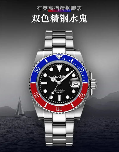 2025Advanced men's watches high-end products green water ghost quartz watches steel band waterproof luminous watches