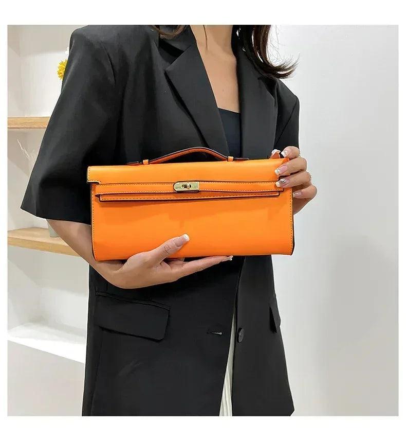Elegant classic leather handbag for ladies - with inner compartments high quality by famous designer brand