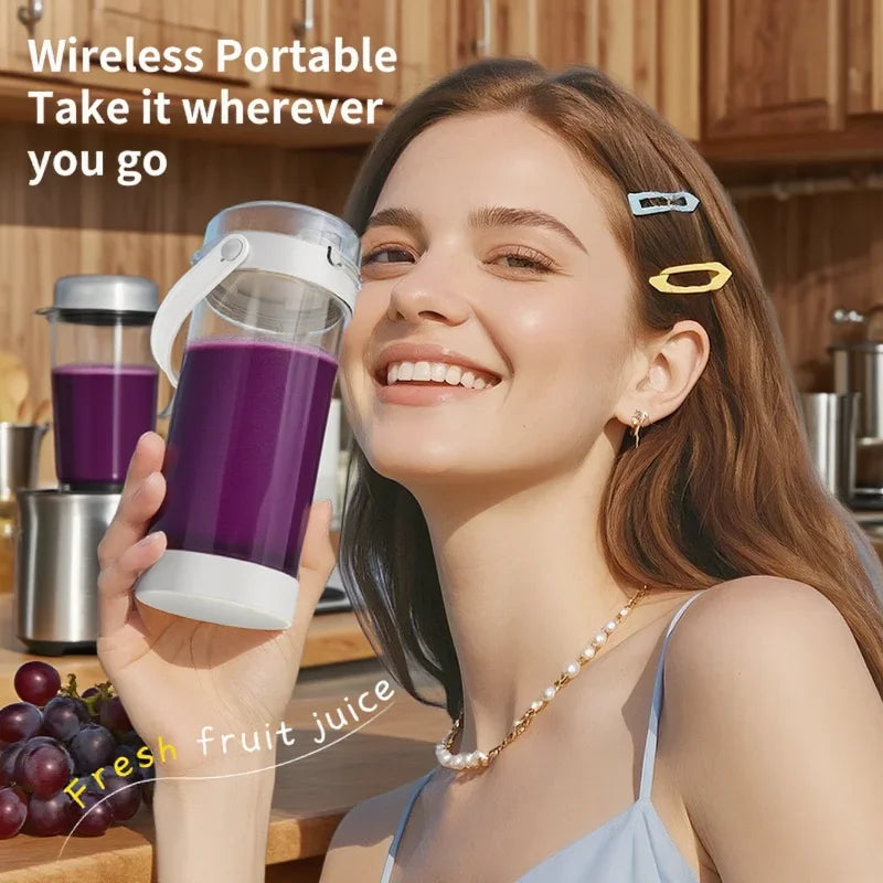 Portable Blender 600ML Electric USB Rechargeable Juicer for Smoothies Fruits Personal Mini Juicer for Travel Outdoor Fitness