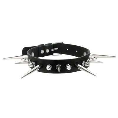 Goth Long Spike Choker Punk Faux Leather Collar For Women Men Cool Big Rivets Studded Chocker Gothic Style Necklace Accessories