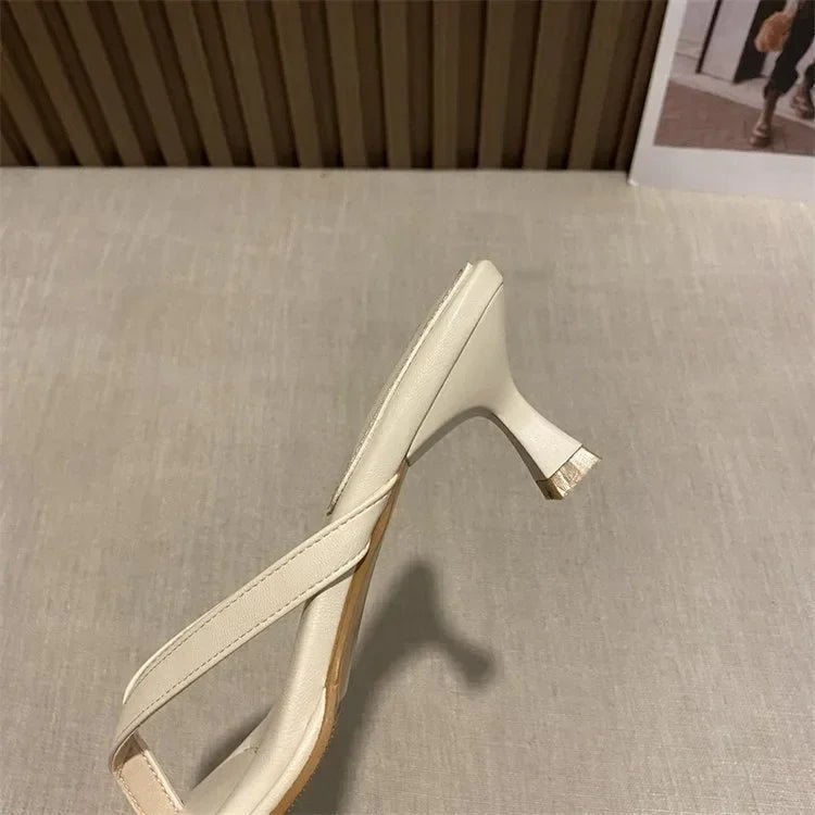 Flip Flops Women Summer Outside New Square Head Slim Heel Sandals Fashion Clip Toe Slippers Women Sandals Pantuflas De Mujer