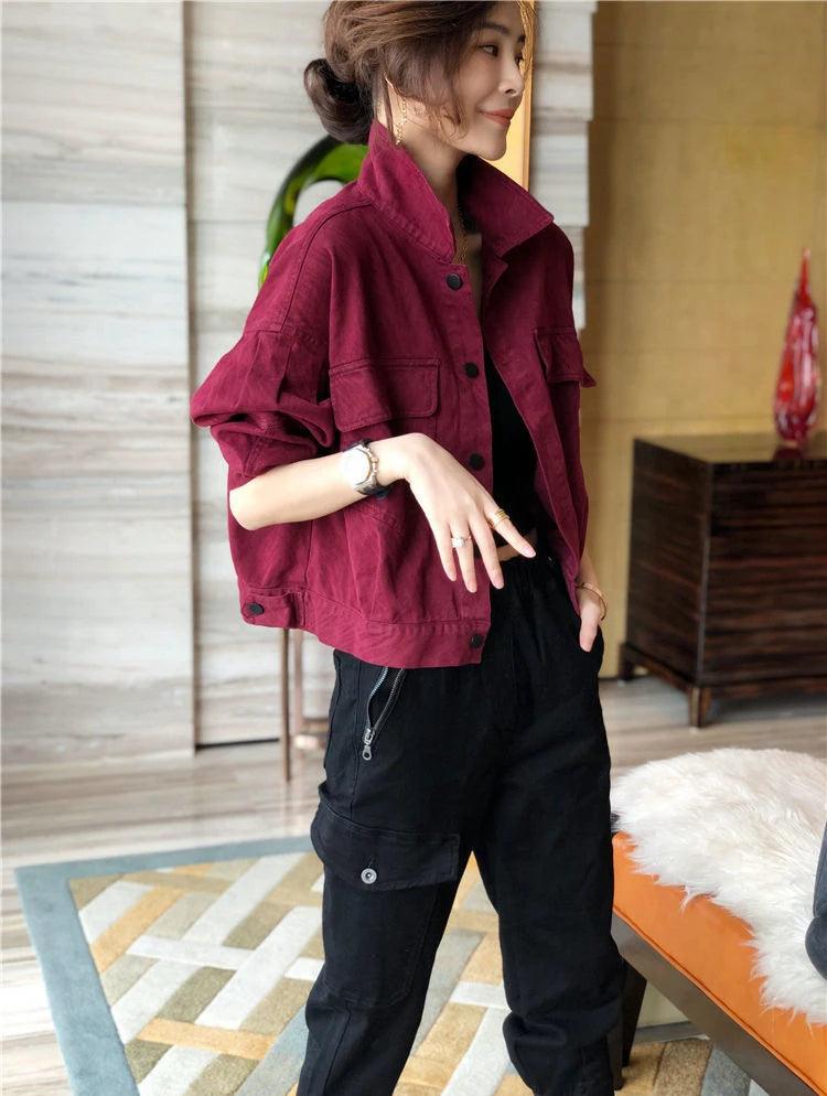 Women’s fashion short jackets for women spring autumn denim top streetwear