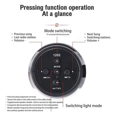 S12 Wireless Bluetooth Speakers Powerful Portable Sound Box Subwoofer Car Audio Bass MP3 Player Sound System LED Lights