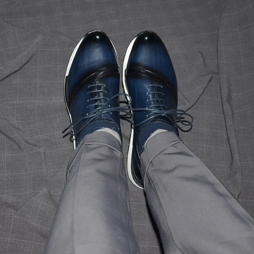 Luxury Brand Design Men's Oxford Shoes Fashion France Style Leather Sneakers Slip-on Casual Business Travel Non-slip Male Shoes