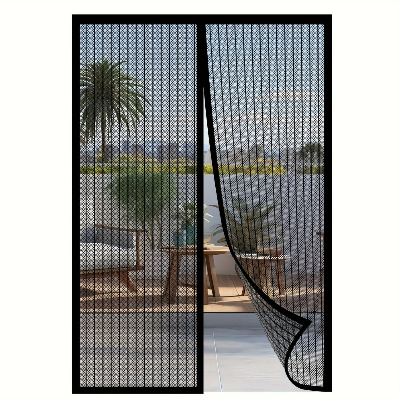 Heavy-Duty Magnetic Screen Door - Self-Sealing, Hands-Free Entry, Insect Protection - Pet & Youngsters Easy Care Nylon Mesh