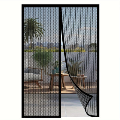 Heavy-Duty Magnetic Screen Door - Self-Sealing, Hands-Free Entry, Insect Protection - Pet & Youngsters Easy Care Nylon Mesh