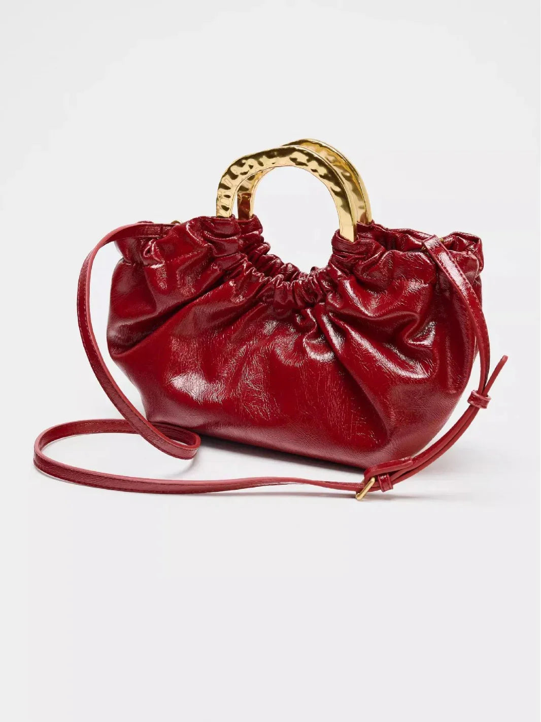 Fashion Ruched Women Handbags Designer Metal Handle Hand bag Luxury Oil Wax Pu Leather Shoulder Crossbody Bags Small Tote Purses