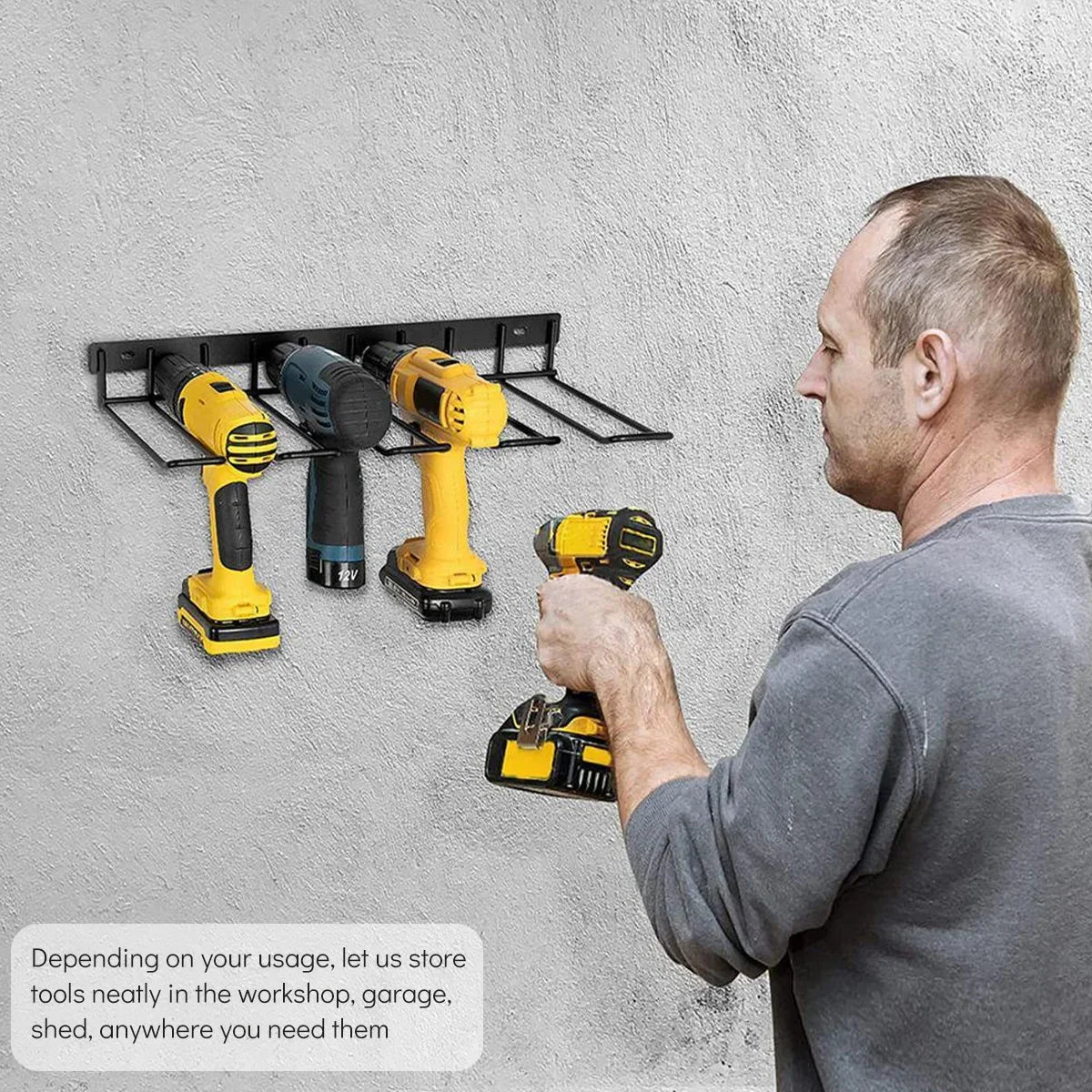 Hand Power Tool Organizer Rack Wall Mounted Floating Tool Shelf Electric Drill Holder Heavy Duty For Workshop Garage Accessories