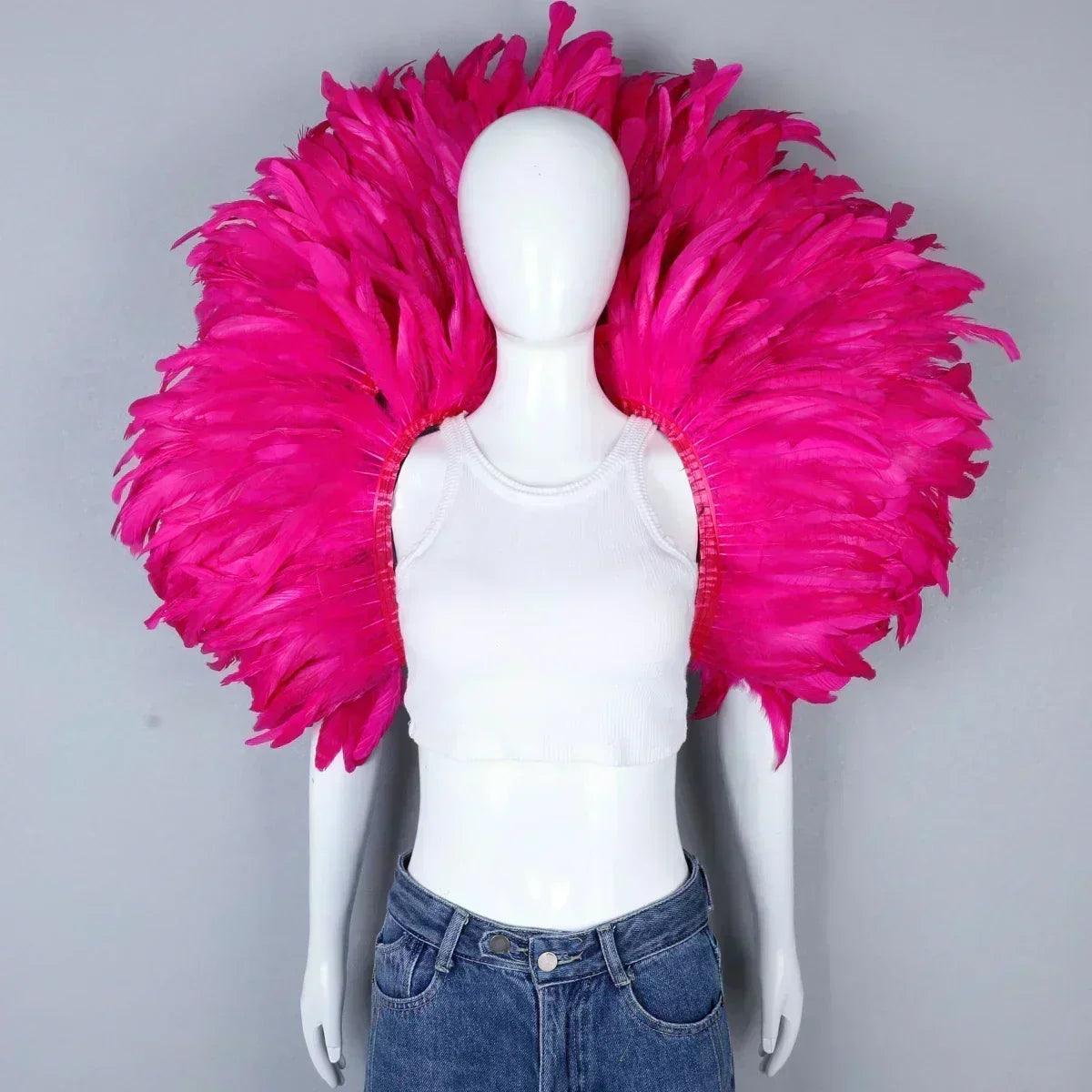 Designer feather scarf (punk halloween carnival masked ball party)accessory