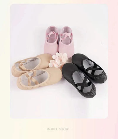 PU Ballet Shoes for Toddler Girls Children Dance Shoe Leather Ballet Flats Kids Soft Sole Gymnastics Shoes Dancing Slippers