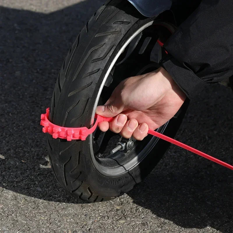 10pcs Anti-Skid Snow Chains for Motorcycles Bicycles Winter Tire Wheels Non-slip Cable Ties Motorbike Emergency Tire Chain Tool