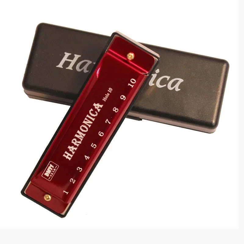Metal Harmonica Key of C 10 Hole Chromatic Scale Harmonica with Box for Beginner Students Kids Gift