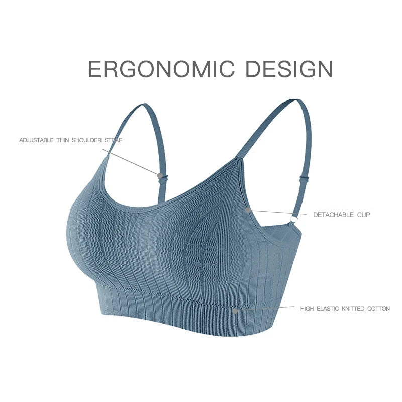 Women Seamless Sports Crop Top Sexy Bra Female Bralette Sleeveless Camis Crochet Tank Underwear Summer Lingerie Tube Tops