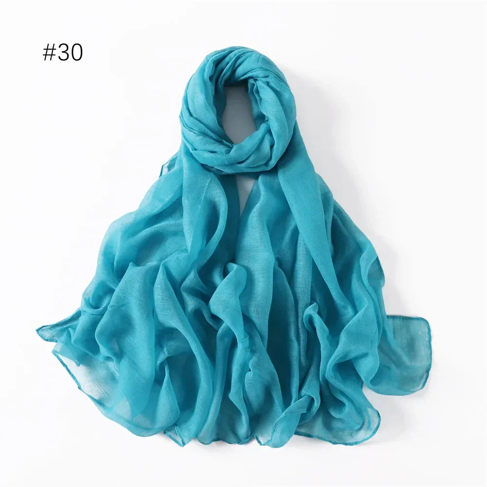 New Cotton Linen Scarf For Women Girls Students Autumn Classic Solid Color Scarves Retro Soft Foulard Viscose Female Wrap Shawls