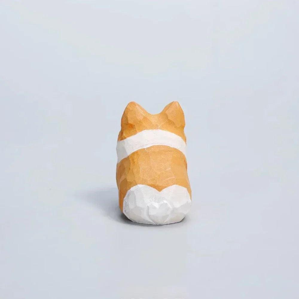 Handcrafted wood carving home decorations decoraciones para el hogar desk accessories room decor handmade corgi statue