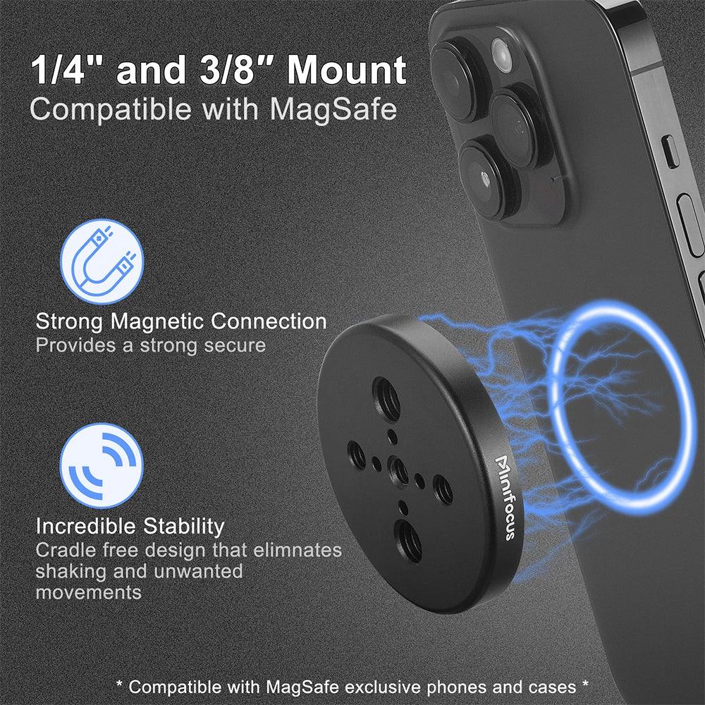 Magnetic Phone Holder for Magsafe to 1/4 3/8'' Screw Arri Hole Tripod Mount Adapter for iPhone 14 13 12 Serie with Magnetic Ring