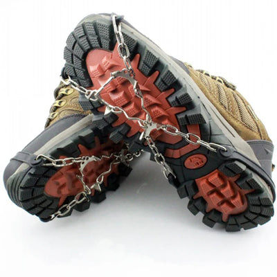 1Pair Anti Slip Ice Gripper Climbing Crampons 6 Teeth Steel Ice Grips Snow Walking Shoes Spikes Cleats Chain Claws Boots Cover