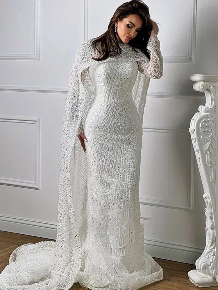 Mermaid wedding dress lace with beading ball gown