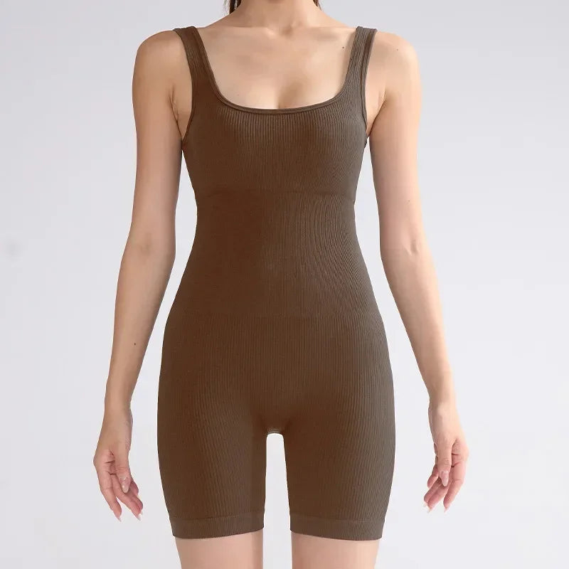 Sports Jumpsuit for Women, Seamless Waist and Hip Lifting Jumpsuit, European and American Slimming and Elastic Fitness Bodysuit