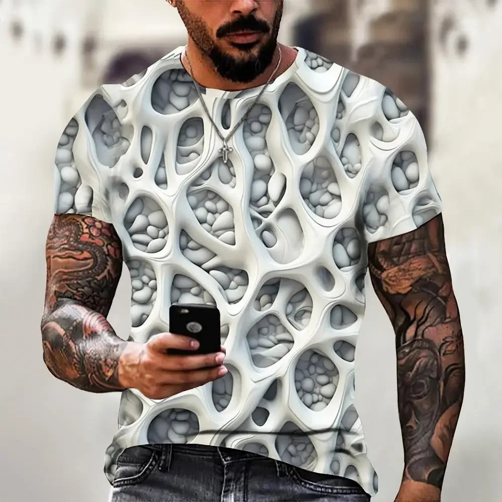 Fashion T-Shirts For Men 3d Irregular Pattern Men's Clothing Street Designer Short Sleeved Oversized Top Tees Casual Sportswear