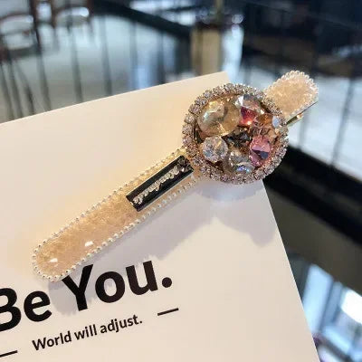 Korean Exquisite Hairpin Fashion Jewelry Bling Crystal Rhinestone Hair Clips for Women Girls Metal Headpiece Hair Accessories