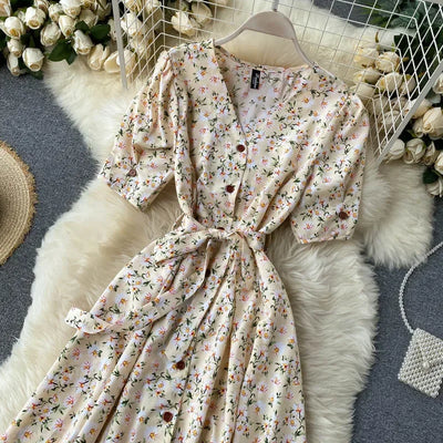 Korean Red elegant sexy Dress women Summer Autumn V-neck polka dot midi dress waist split dress vestidos de fiesta clothes