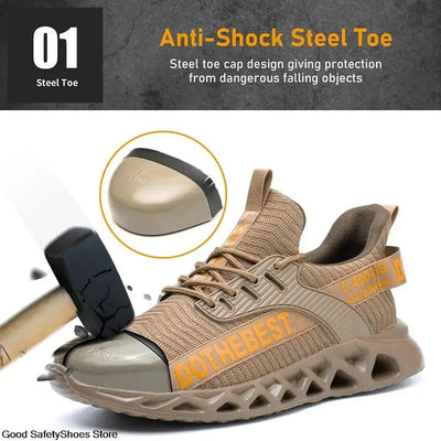 Safety Shoes Men For Work Sneakers Women Men Steel Toe Work Shoes Security Protective Shoes Lightweight Anti-Smash Anti-Puncture