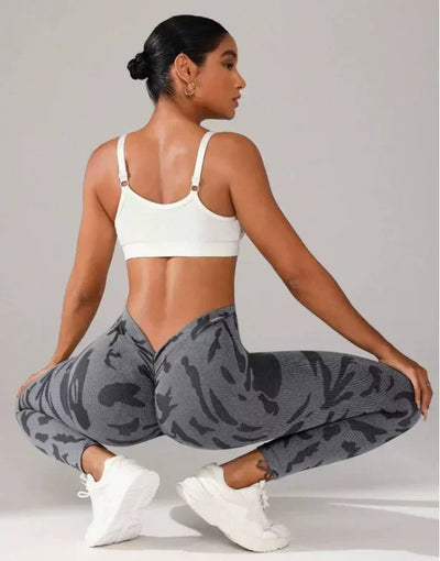 Women V-waist Printed Seamless Leggings