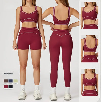 Seamless Yoga Set Sports Fitness Peach Beauty Leggings for Women