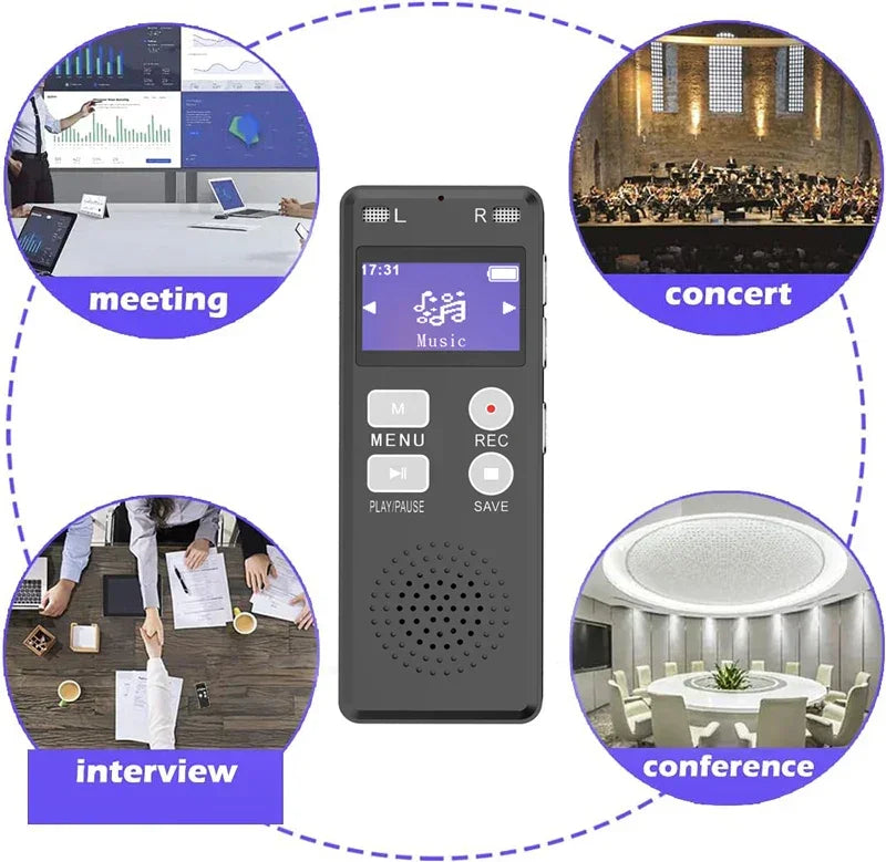 Digital Recorder, Voice-Activated Recorder for Podium Conferencing - Recorder with Player, Recording Equipment, Mp3 Player, Password, Variable Speed