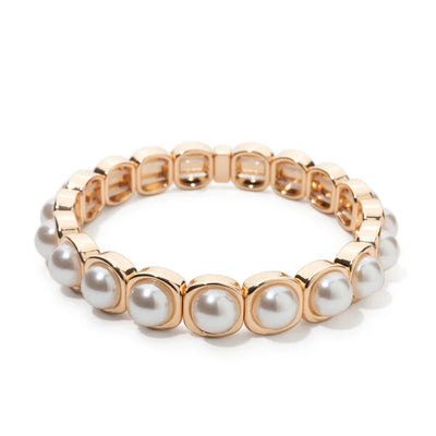 2024 New Enamel Bracelets For Women Colorful Pearl Charm Gold Color Bangle Bohomian Elastic Hand Jewelry