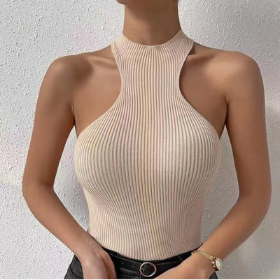 Women Ribbed Knitted Tops Femme Sexy Slim
