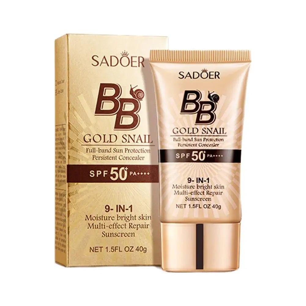 40g Gold Snail Sunscreen BB Cream Protector Facial Sun Block SPF50 BB Cream Isolation Lotion Concealer Facial Moisturizer