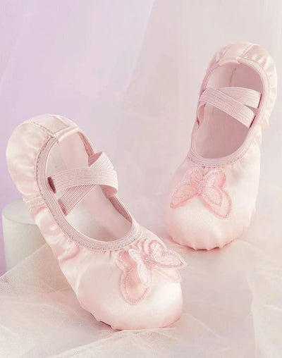 Children Girls Woman Canvas Butterfly Knots Soft Sole Ballet Slippers Practise Ballerina Dance Shoes