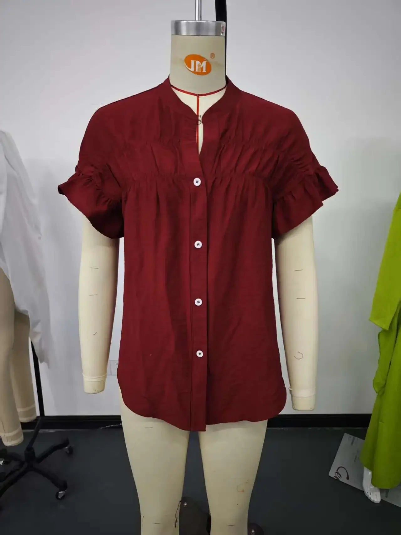 Women's Button Solid Linen Tops