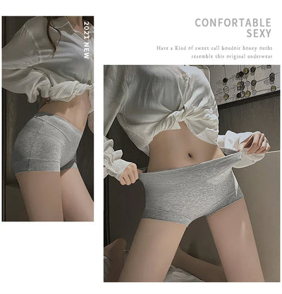 New Women Panties Cotton Seamless Sports Boxers Underwear Female Solid Color Briefs Cozy Lingerie Intimate Underpants M-XXL