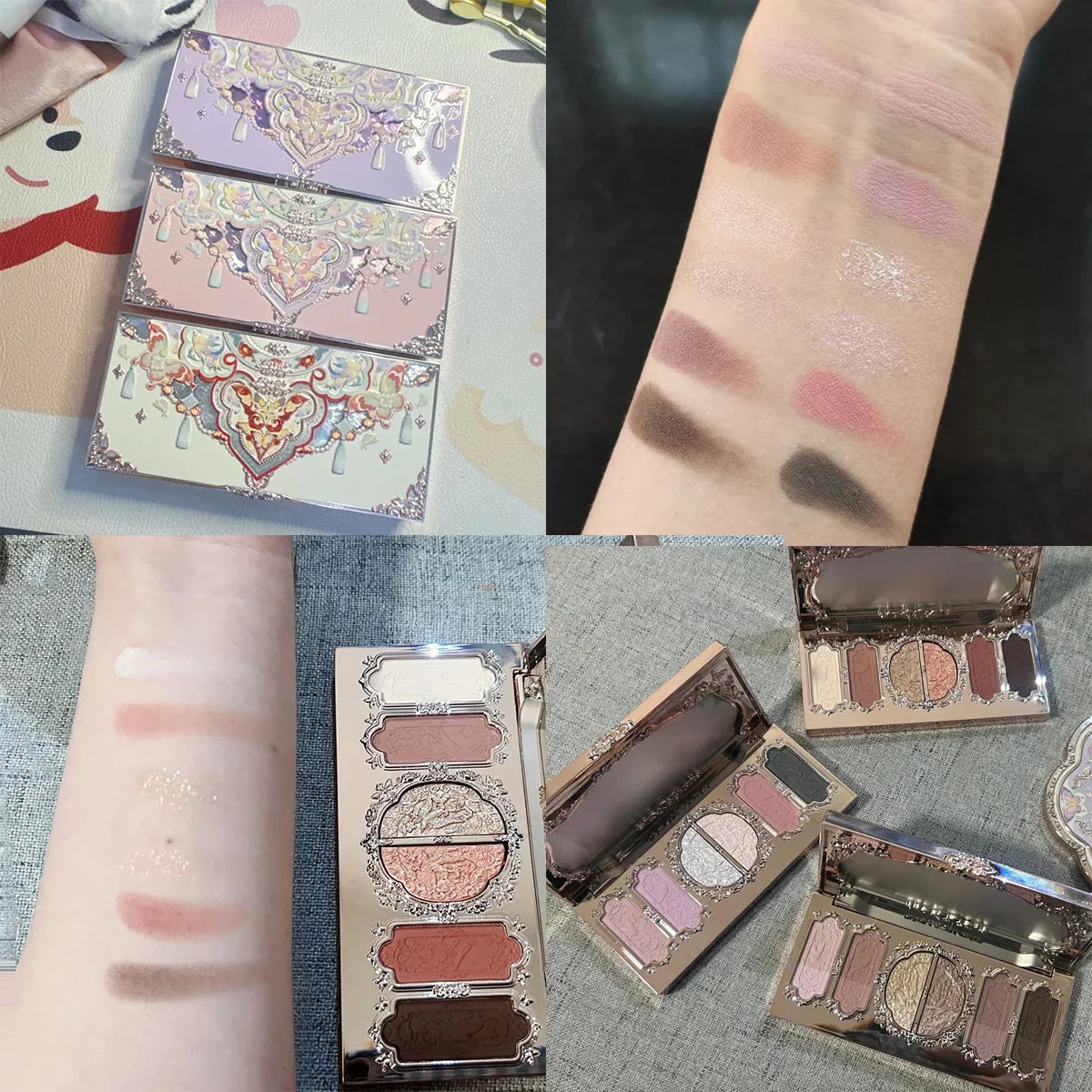 Flower Knows Butterfly Cloud Rouge Box Blush & Highlighting Duo with Glossy Lipstick Long Lasting Oriental Beauty Makeup Set