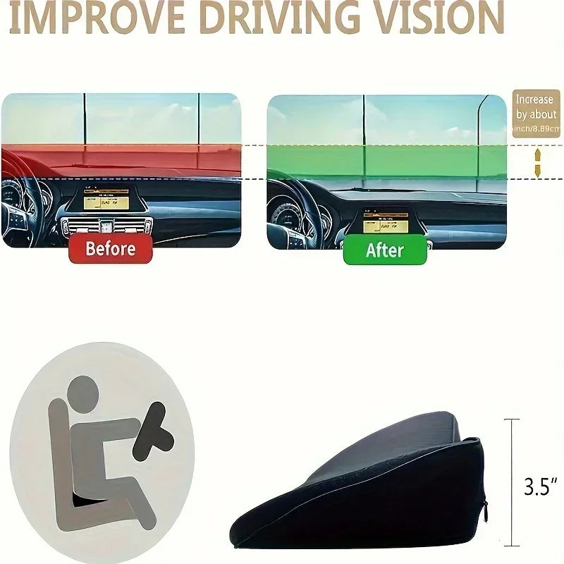 Car Seat Cushion, 2 in 1 Memory Foam Seat Pad for Sciatica and Lower Back Pain Relief, Seat Cushion for Car Seat Driver