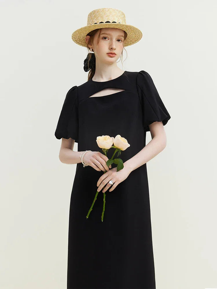 FSLE Bowknot Black Dress For Female Summer French Little Black Dress For Women Casual Loose Women 2023 New Dress For Women