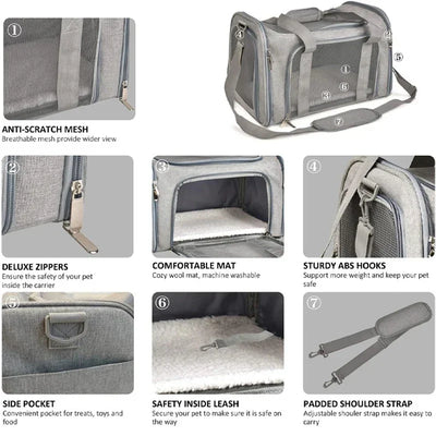 Portable Dog Cat Carrier Bag Soft Side Backpack Pet Carriers Dog Travel Bags Airline Approved Transport  Outgoing Pets Handbag